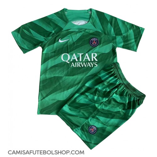 Camisa de time de futebol Paris Saint-Germain Goleiro Replicas 1º Equipamento Infantil 2023-24 Manga Curta (+ Calças curtas)
